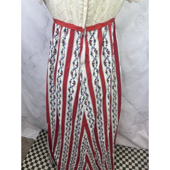 Vtg 70s Princess Kaiulani Hawaiian Maxi Floral Dress M Short Puff Sleeves Eyelet - Picture 7 of 16